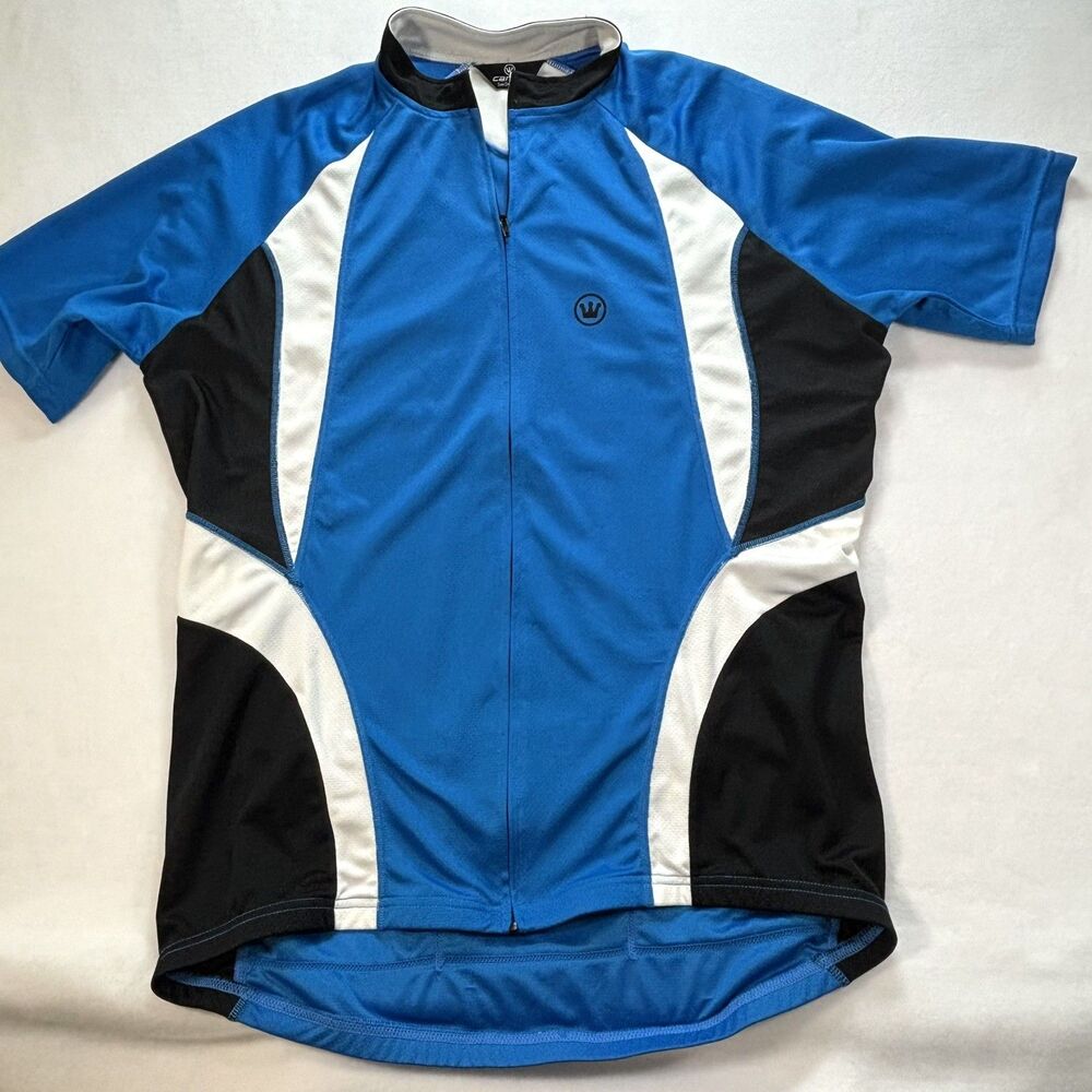 Canari Short Sleeve Cycling Jersey Blue Full Zip And Rear Pockets